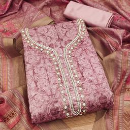 LeeliPeeri Designer Floral Printed Beads And Stones Unstitched Dress Material-image-69