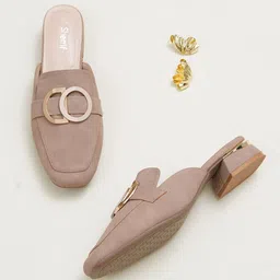 Sherrif Shoes Women Textured Block Pumps with Western - Embellished-98