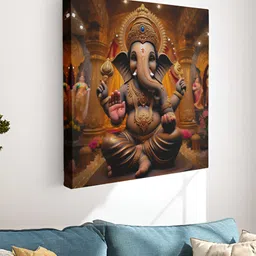 SAF Gold-Toned & Black 1 Piece Canvas Religious Wall Paintings-image-73
