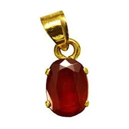 GenZcomplex Unisex Gold Plated Garnet Stone Studded Pendant-16
