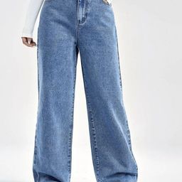 BAESD Women Comfort Wide Leg Light Fade Stretchable Jeans-image-57