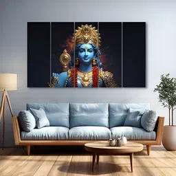 The Castle Decor Blue & Black 5 Piece Wood Other Wall Paintings-image-60