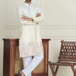 Jompers Men Floral Embroidered Regular Thread Work Kurta with Pyjamas-image-27