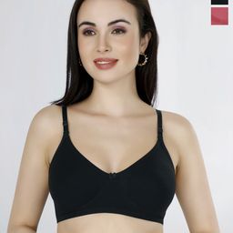 inner amour Pack of 2 Medium Coverage Non-Wired & Non Padded Cotton T-shirt Bra-image-49