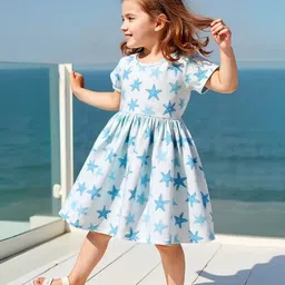 White World Floral Print Fit & Flare Dress-picture-49