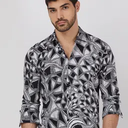 Mufti Men Spread Collar Cotton Slim Fit Casual Shirt-image-85