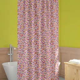 ArtzFolio Pink & White Printed Waterproof Shower Curtain-7