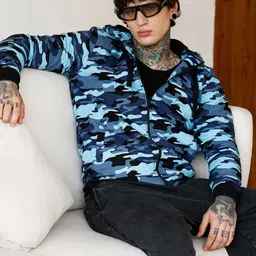 Campus Sutra Men Hooded Camouflage Printed Lightweight Cotton Bomber Jacket-picture-47