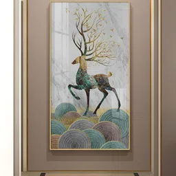 THE NEXT DECOR Deer and Its Branches Glass Finish Vertical Wall Art-image-74
