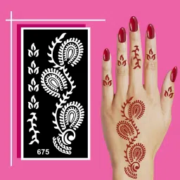 Decorative Flower Mehndi Stencil Sticker for Simple Artistic Henna Designs-image-98