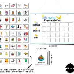 inkdotpot Kids Daily Responsibility Checklist, Hanging Chore Chart- Daily Task List-I1 image 5