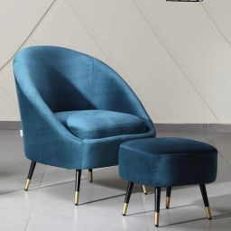 casacraft from pepperfry Mariana Velvet Lounge Chair In Teal Color With Foot Stool-picture-20
