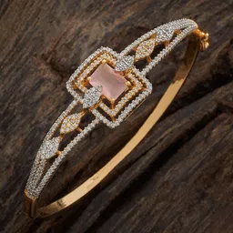 Kushal's Fashion Jewellery Pink Rhodium Gold-Plated Party Zircon Kada-image-58