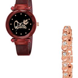 Gopal Shopcart Unisex Watch Gift Set Queen Red maganet copper Bracelet-image-92