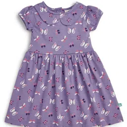 JusCubs Girls Print Peter Pan Collar Puff Sleeve Fit & Flare Dress-10