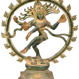 Exotic India Green & Beige Lord Nataraja Religious Brass Idol Showpiece-image-96