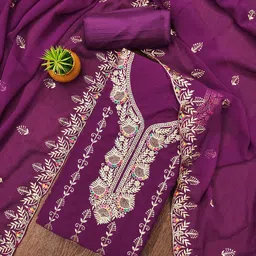 LeeliPeeri Designer Embroidered Unstitched Dress Material-image-70