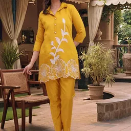 Ziva Fashion Embroidered Shirt Collar Neck Tunic With Trousers Co-Ords-picture-27