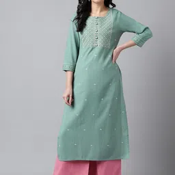 Neemiya Women Geometric Embroidered Flared Sleeves Mirror Work Anarkali Kurta-54