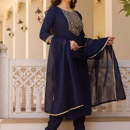 Wedani Women Ethnic Motifs Embroidered Regular Thread Work Kurta with Pyjamas & Dupatta-picture-3