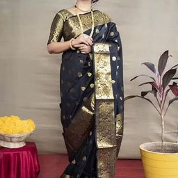Lookmark Ethnic Motifs Woven Design Zari Banarasi Saree-picture-33