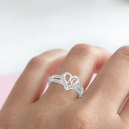 Lila Silver-Plated CZ-Studded Adjustable Finger Ring-42