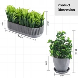 Kuber Industries Grey 3 Pieces Artificial Plant With Pot image 4