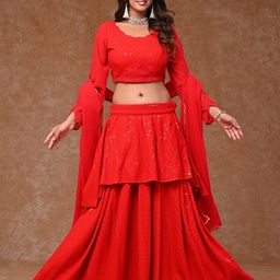 Futra Gabha Embroidered Sequinned Semi-Stitched Lehenga & Unstitched Blouse With Dupatta image 2