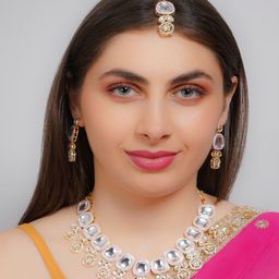 Divisha Women Gold-Plated Stone Studded Jewellery Set-image-78