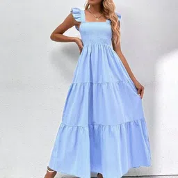 StyleCast x Revolte Solid Smocked A-Line Maxi Dress-image-40