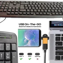 ANJO Wired Keyboard-LED Mouse-Pad-USB Hub 3.0-2in1 OTG Type C&Micro-Ext Cable 1.5m Combo Set image 3