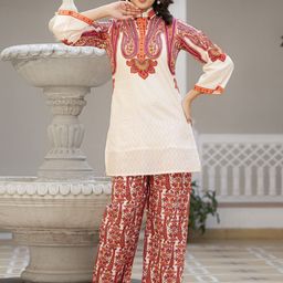 AUTUMN LANE Bhakti Crimson Cotton Co-Ord Set-picture-49