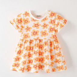 INCLUD Girls Floral Printed Round Neck Fit & Flare Dress-image-70