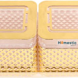 2 Container & Tray Set|Plastic Serving Tray, Airtight Containers,400 ml(Gold) Container Serving Set-19