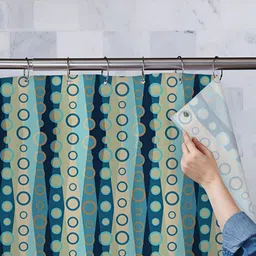 ArtzFolio Beige & Green Printed Waterproof Shower Curtain-image-82