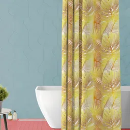 ArtzFolio Yellow & Grey Printed Waterproof Polyester Shower Curtain-6