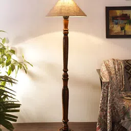 Devansh Brown & Beige Wooden Floor Lamp-43