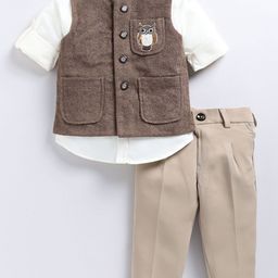 LITTLE COLLARS Boys Boys Self Design Single-Breasted Waistcoat and Trousers with Shirt-picture-39