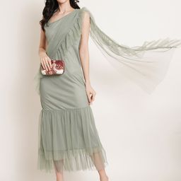 Moda Rapido Women Ruffles Net Maxi Midi Dress-image-37