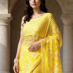 Anouk Rustic Floral Woven Design Brasso Saree-picture-45