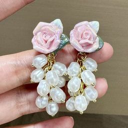 StyleCast x Revolte Gold-Plated Pearls Floral Drop Earrings-image-4