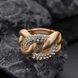 Heer Collection Gold Plated American Diamond Stone Studded Finger Ring-image-52