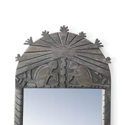 FREEDOM TREE Monkii Palm Charcaol & Transparent Rectangle Shaped Wood & Glass Wall Mirror image 4