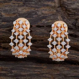 Kushal's Fashion Jewellery Rhodium-Plated Zircon Studded Contemporary Hoop Earrings-image-1