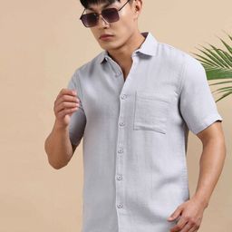 URBARO Men Smart Fit Solid Spread Collar Pure Cotton Casual Shirt-image-37
