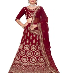 Maroosh Embellished Thread Work Unstitched Lehenga & Blouse With Dupatta-picture-29