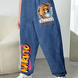 MODARUE Boys Naruto Anime Printed Cotton Jogger Trousers-11