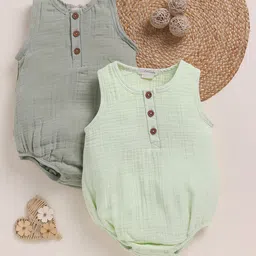 COT & CANDY Girls Pack Of 2 Cotton Sleeveless Bodysuits-image-34