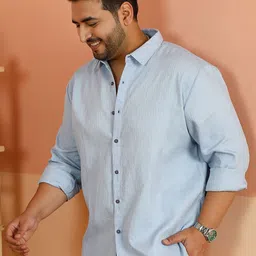 Instafab Plus Comfort Self Design Spread Collar Casual Relaxed Fit Shirt-image-52