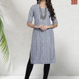 HERE&NOW Selection Of 2 Ethnic Motifs Printed Round Neck Straight Kurta-image-98